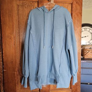 Pretty Garden Womens Small Light Blue Oversize Sweatshirt Hoodie